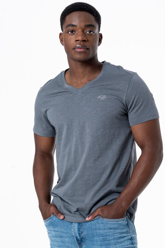 V-Neck T-Shirt _ 137175 _ Charcoal sold by Refinery