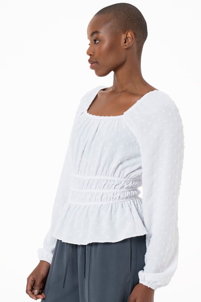 Puff-Sleeve Top _ 138762 _ White sold by Refinery product image thumbnail 3