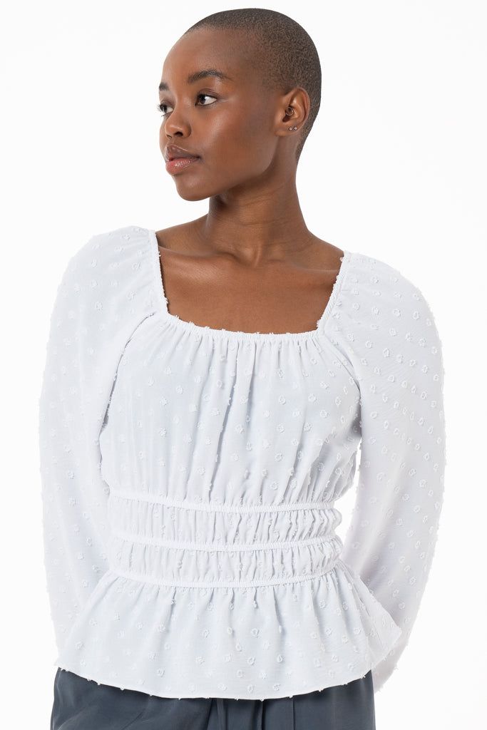 Puff-Sleeve Top _ 138762 _ White sold by Refinery