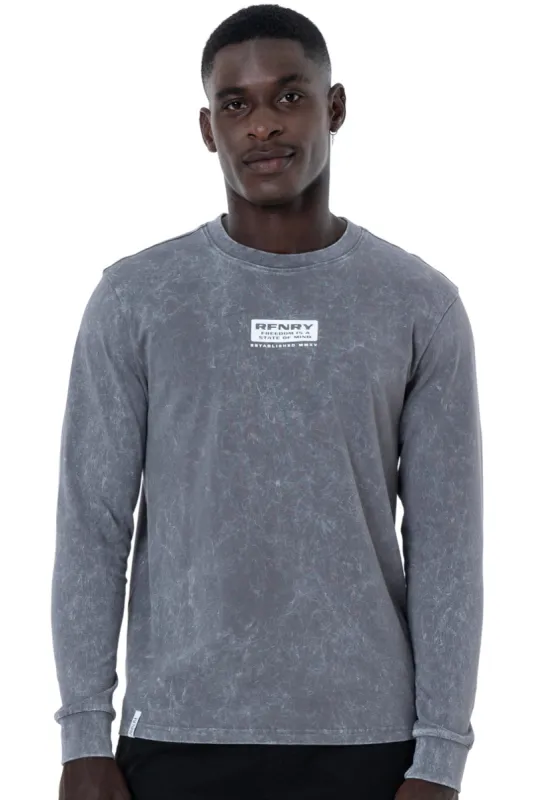 Acid Wash Long Sleeve T-Shirt _ 146861 _ Charcoal sold by Refinery