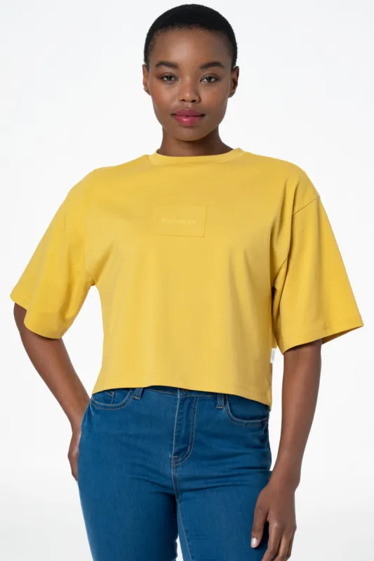 Boxy Branded T-Shirt _ 143195 _ Yellow sold by Refinery