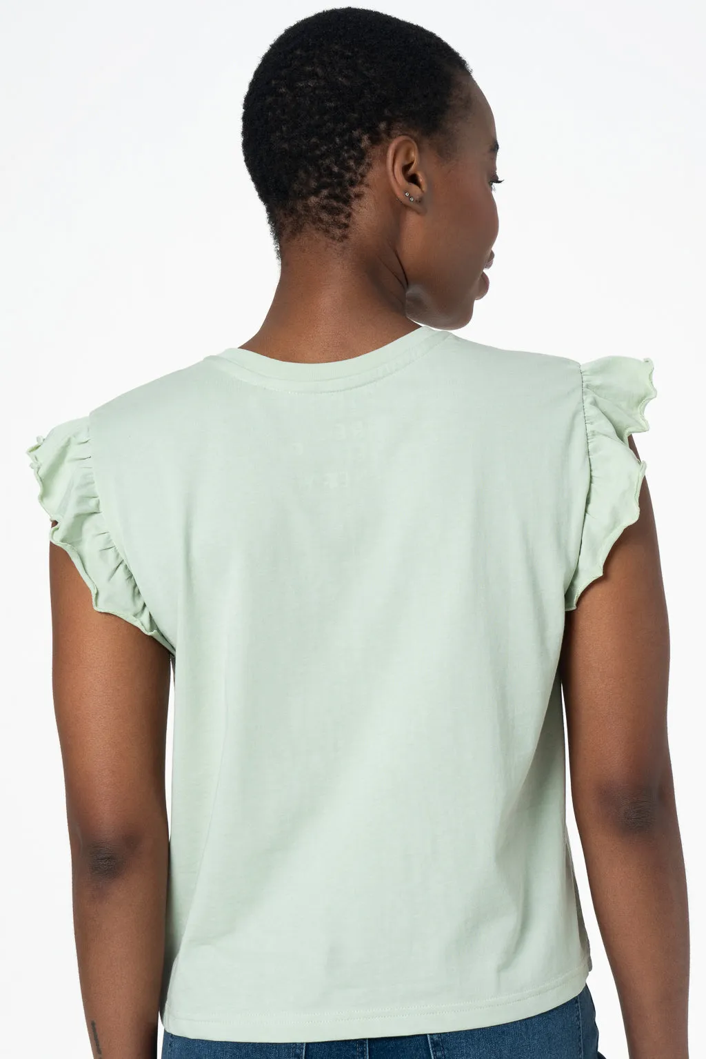 Frill Detail T-Shirt _ 143382 _ Sage sold by Refinery product image thumbnail 3