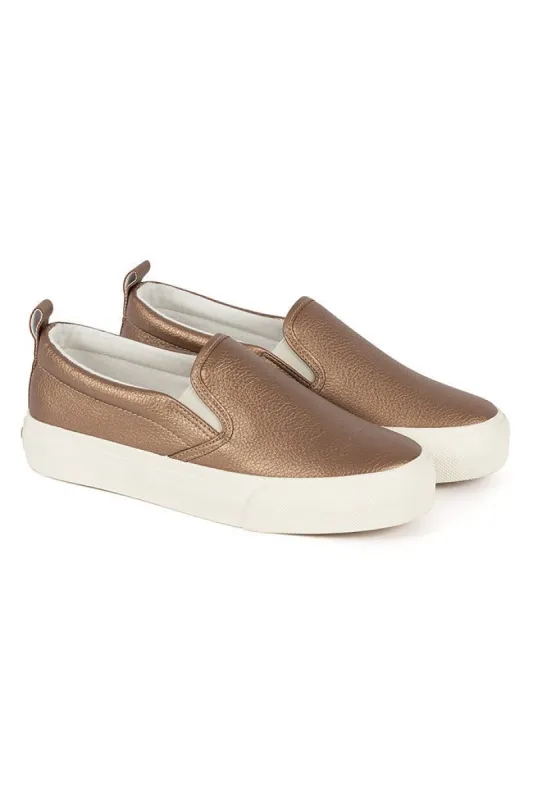 Metallic Slip-On Sneaker _ 143690 _ Bronze sold by Refinery