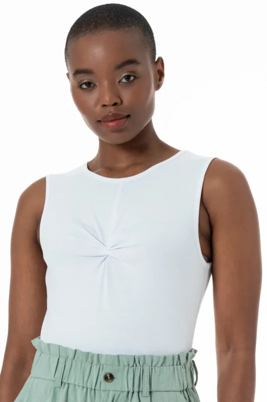 Front Knot Styled Bodysuit _ 152298 _ Optic White sold by Refinery