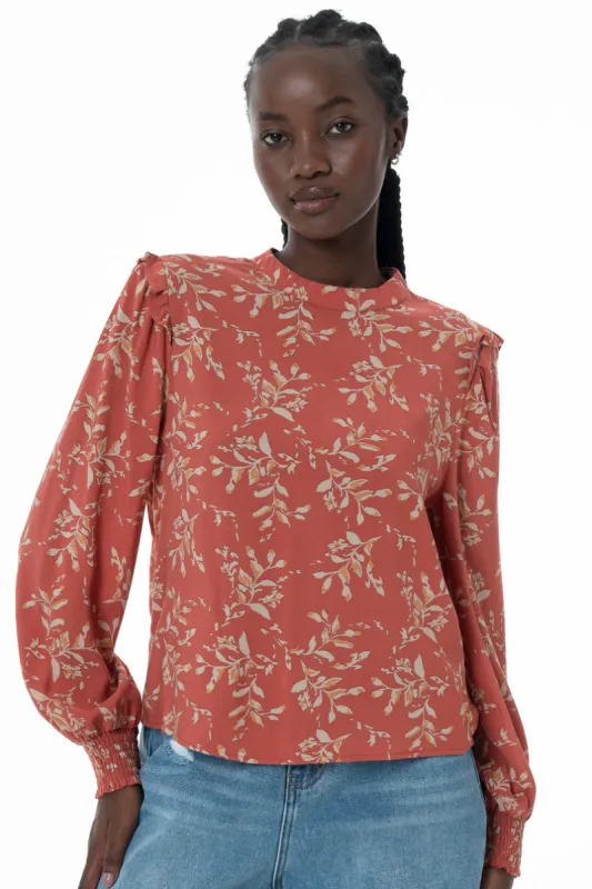 Hi-Neck Blouse _ 145742 _ Rust sold by Refinery