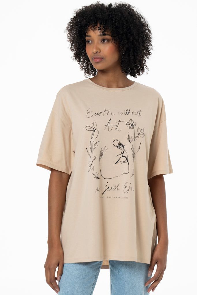 Oversized T-Shirt _ 141574 _ Brown sold by Refinery product image thumbnail 2