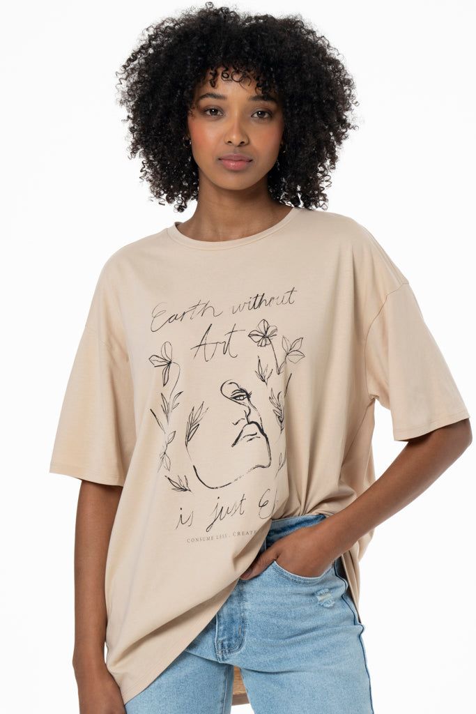 Oversized T-Shirt _ 141574 _ Brown sold by Refinery