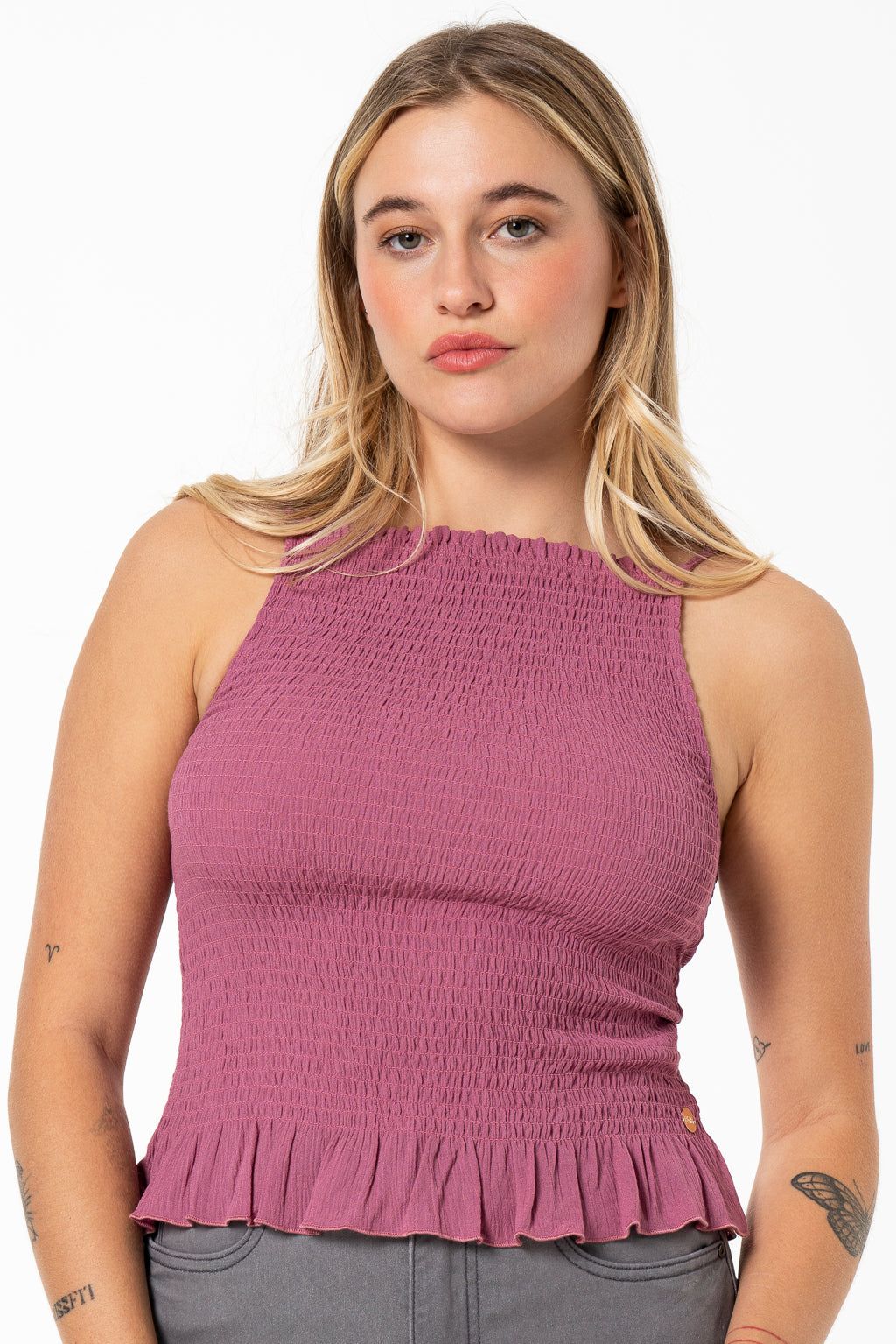 Shirred Top _ 141538 _ Mauve sold by Refinery product image thumbnail 3