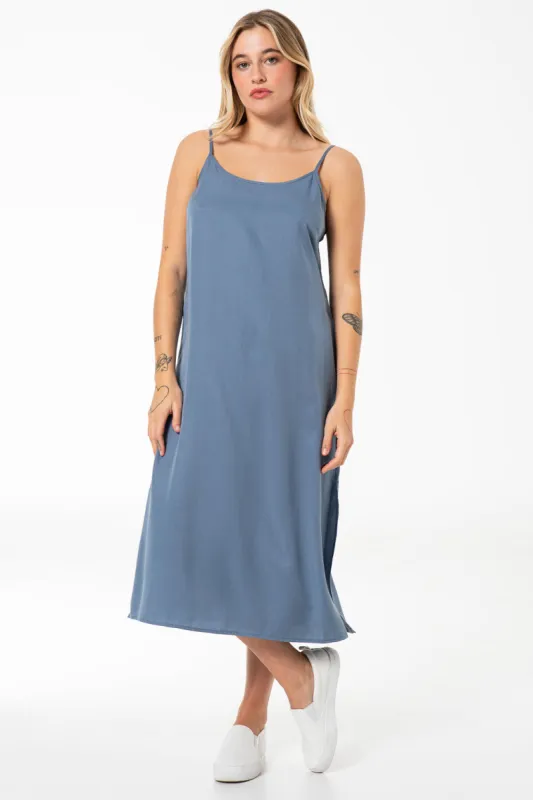 Chambray Slip Dress _ 141443 _ Light Blue sold by Refinery