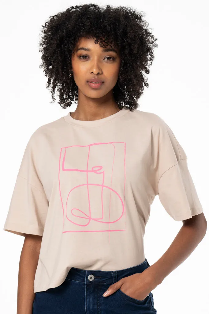 Boxy T-Shirt _ 141564 _ Stone sold by Refinery