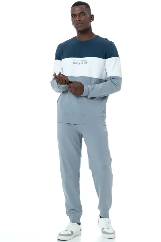 Colour Block Sweat Top _ 146308 _ Blue sold by Refinery