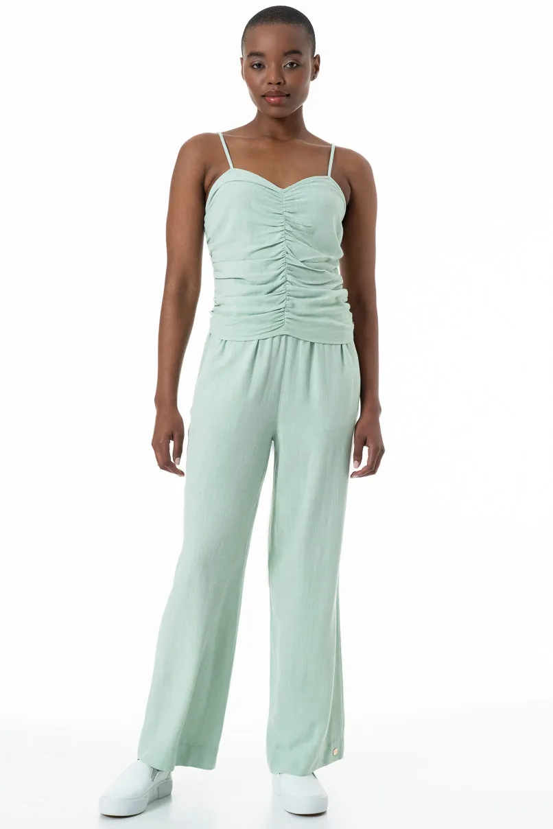 Elasticated Linen Pants _ 152036 _ Sage sold by Refinery