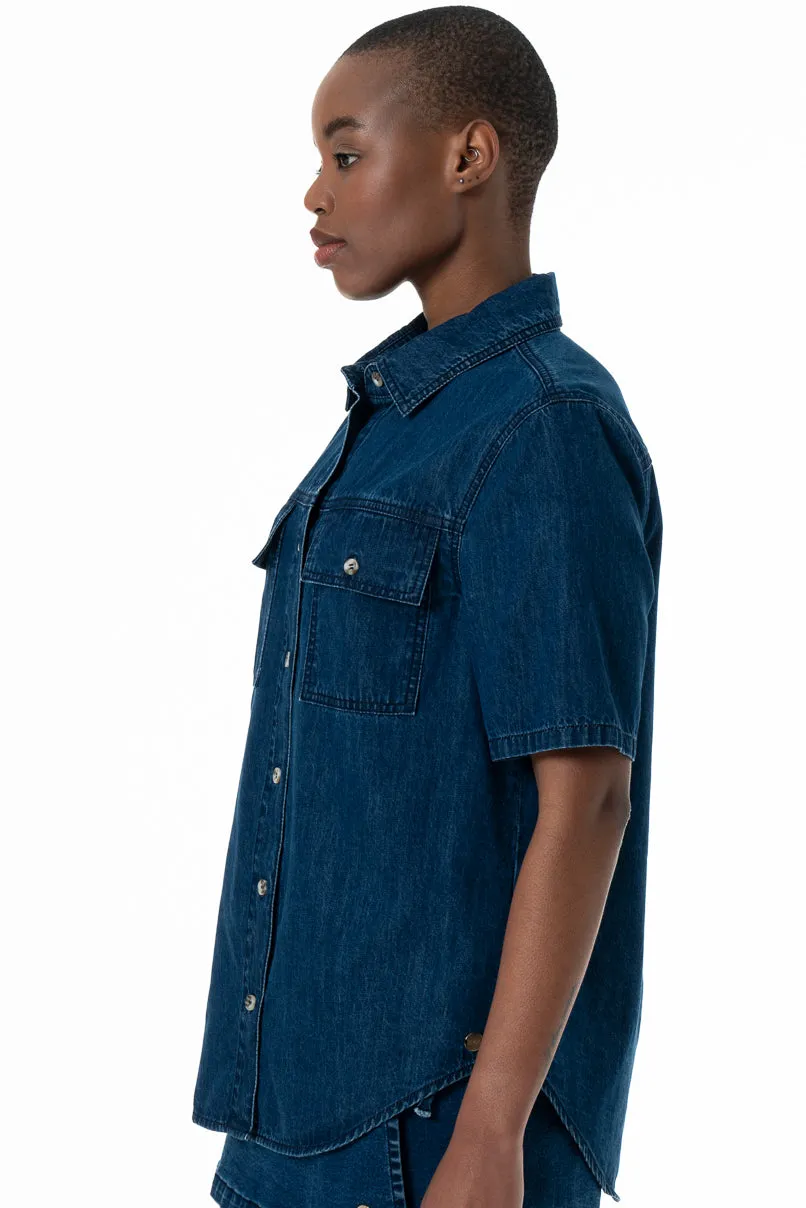 Denim Shirt _ 152220 _ Mid Wash sold by Refinery product image thumbnail 4