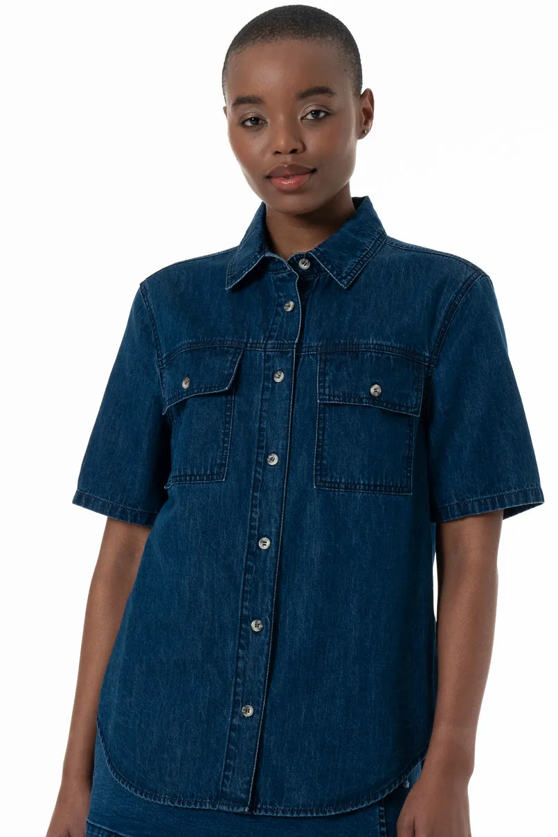 Denim Shirt _ 152220 _ Mid Wash sold by Refinery