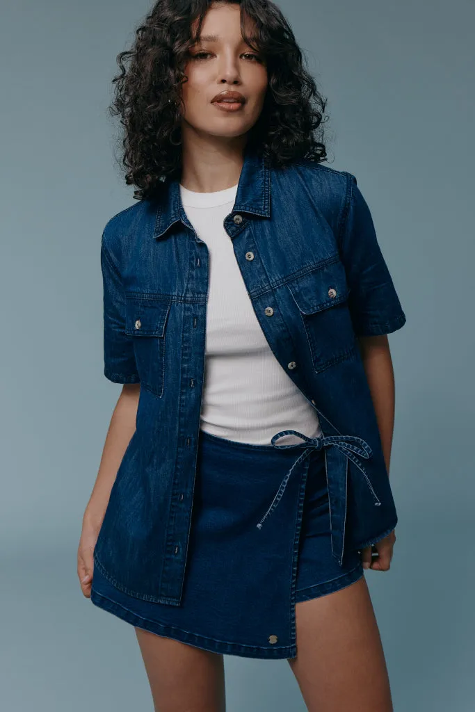 Denim Skort _ 151985 _ Mid Wash sold by Refinery product image thumbnail 2