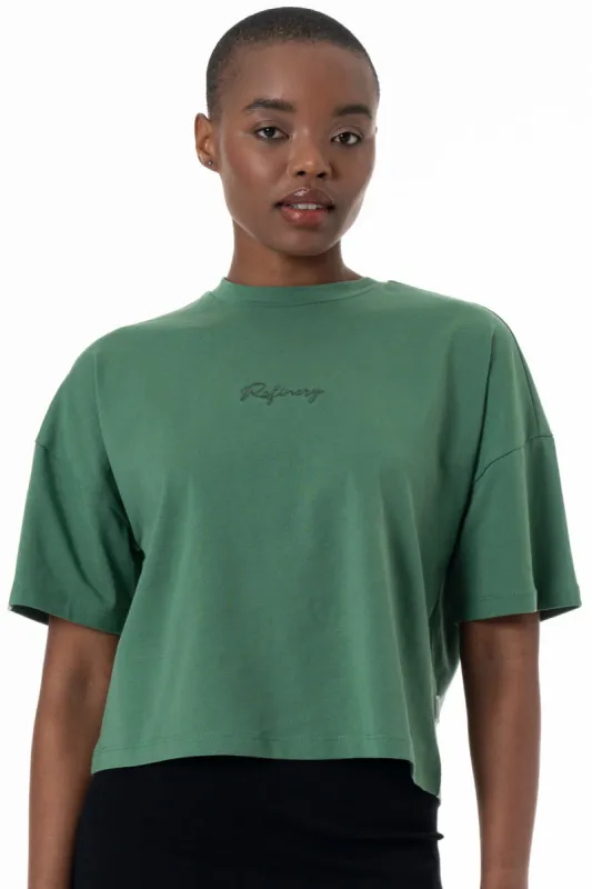 Boxy Branded T-Shirt _ 152269 _ Green sold by Refinery
