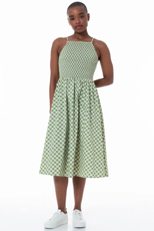 Shirred Bodice Midi Dress _ 153767 _ Green sold by Refinery