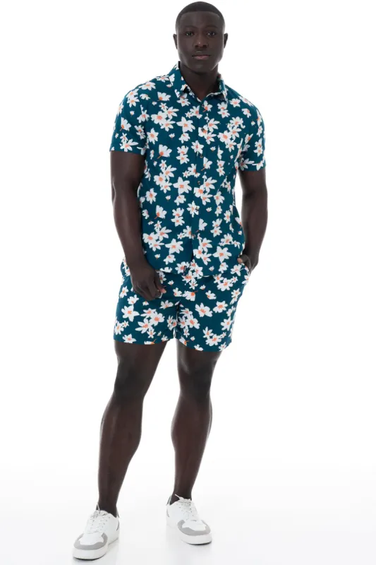 Printed Shirt _ 151698 _ Teal sold by Refinery