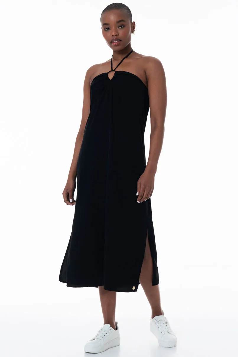 Halter Neck Slip Dress _ 152171 _ Black sold by Refinery