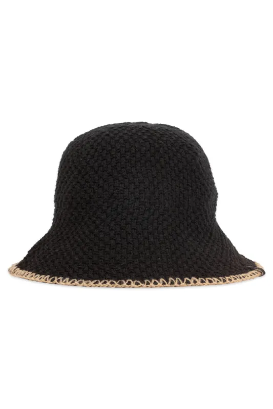 Crochet Bucket Hat _ 150708 _ Black sold by Refinery