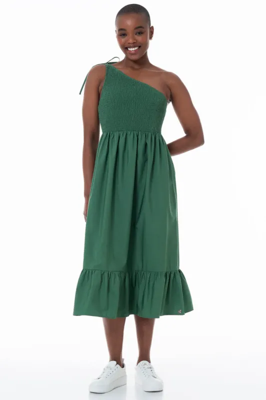 One Shoulder Midi Dress _ 152179 _ Green sold by Refinery