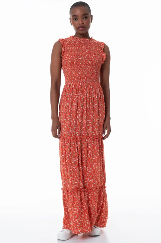 Printed Midi Dress _ 152185 _ Tangerine sold by Refinery