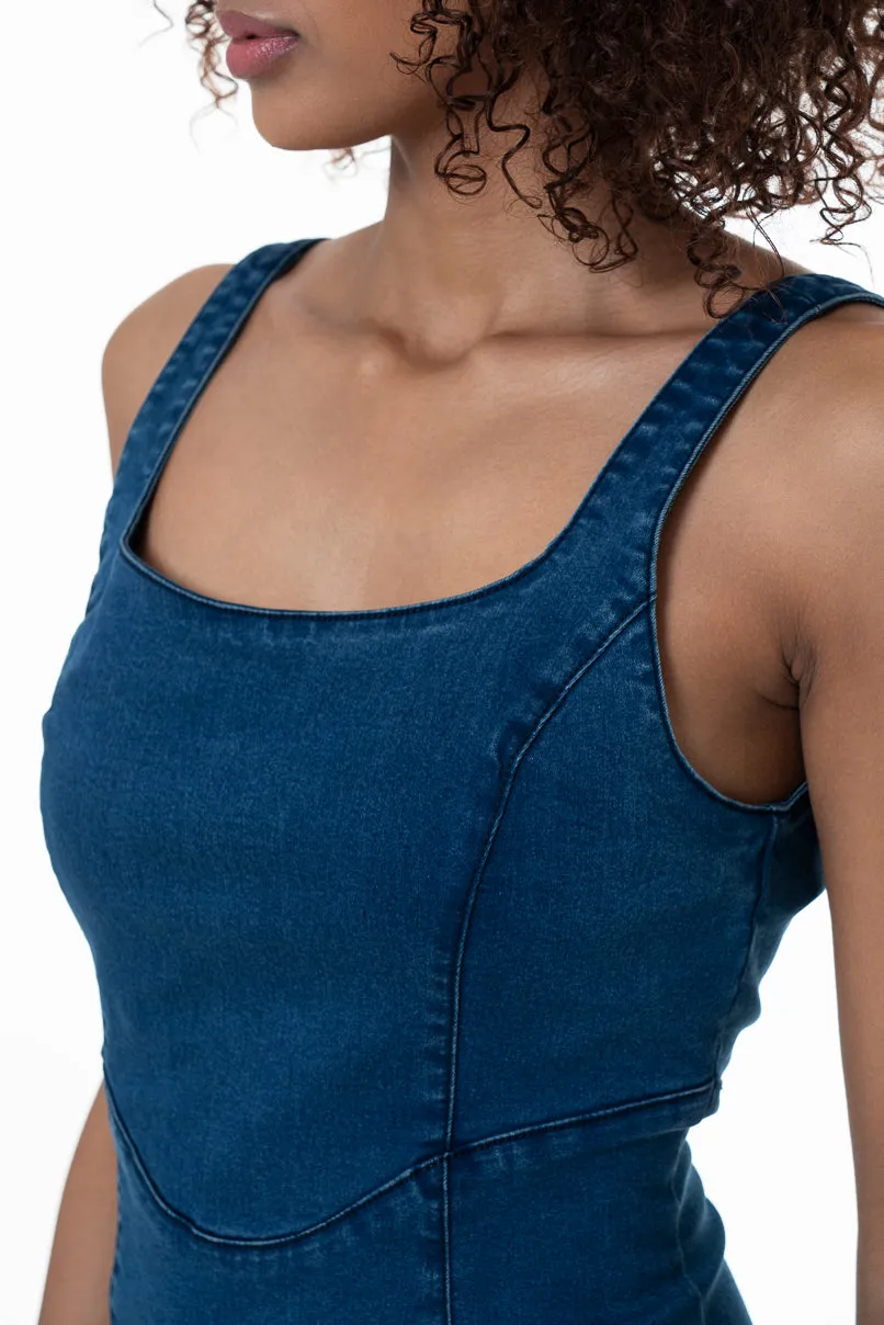 Denim Dress _ 152153 _ Mid Wash sold by Refinery product image thumbnail 3