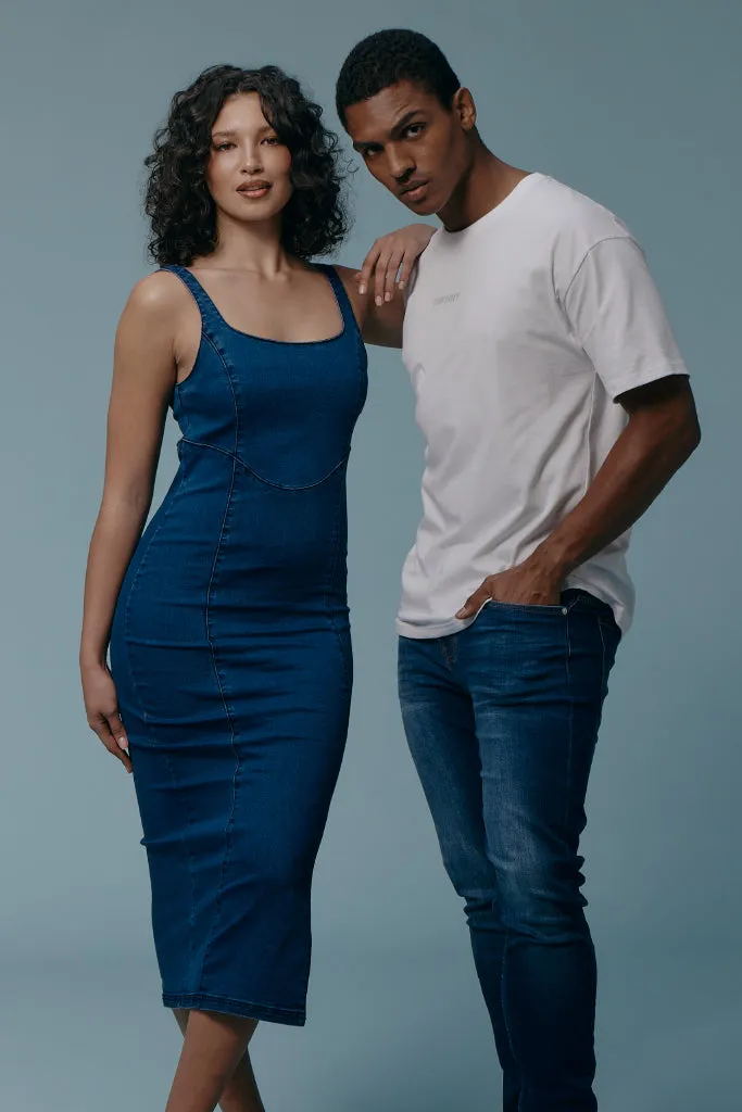 Denim Dress _ 152153 _ Mid Wash sold by Refinery product image thumbnail 2