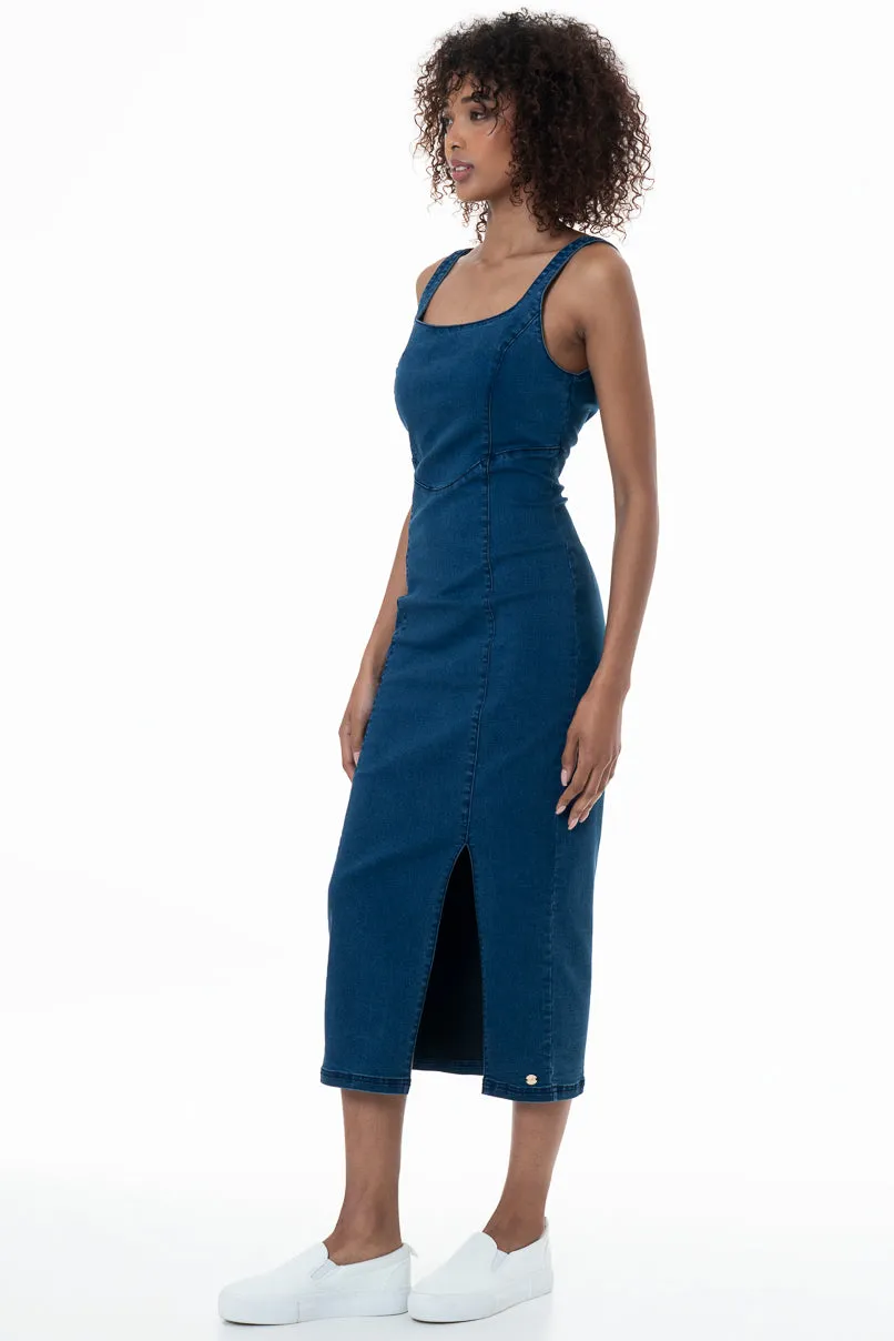 Denim Dress _ 152153 _ Mid Wash sold by Refinery product image thumbnail 5