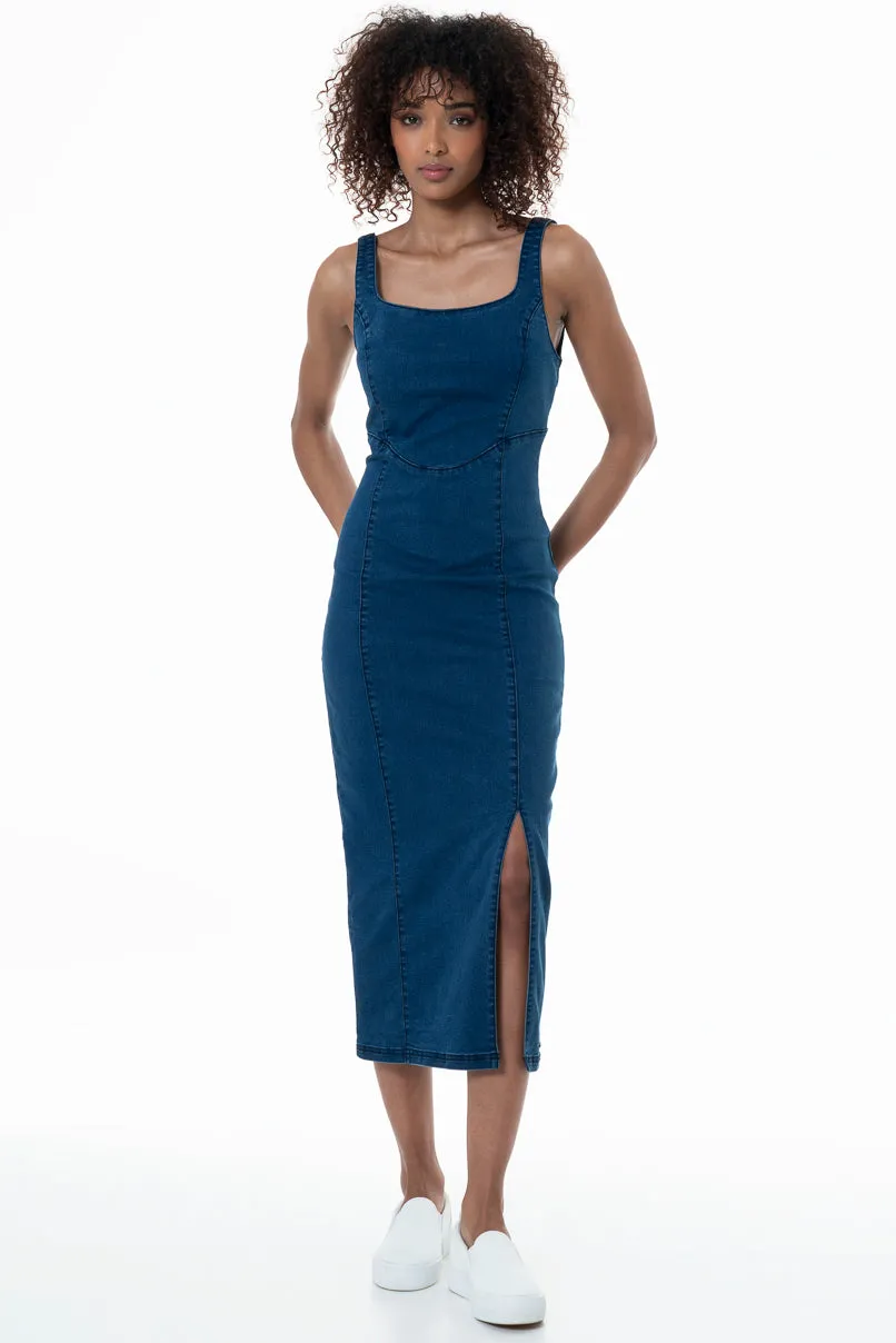 Denim Dress _ 152153 _ Mid Wash sold by Refinery