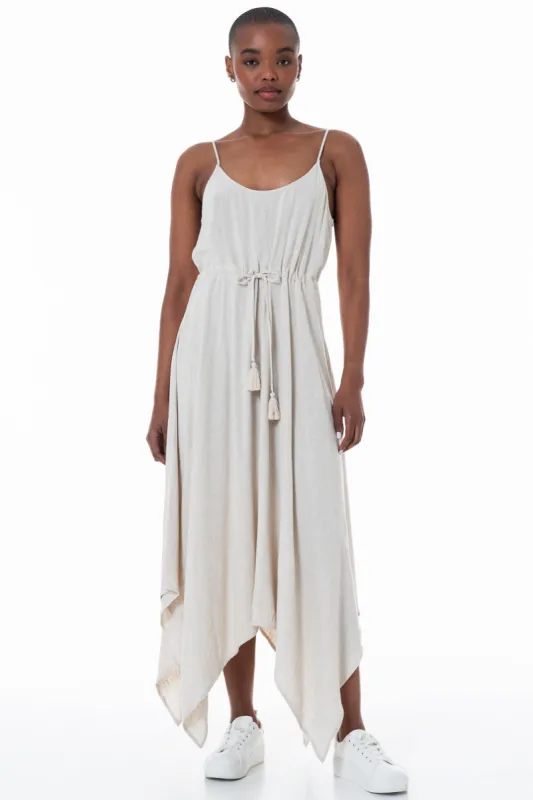 Hanky Hem Midi Dress _ 152182 _ Oatmeal sold by Refinery