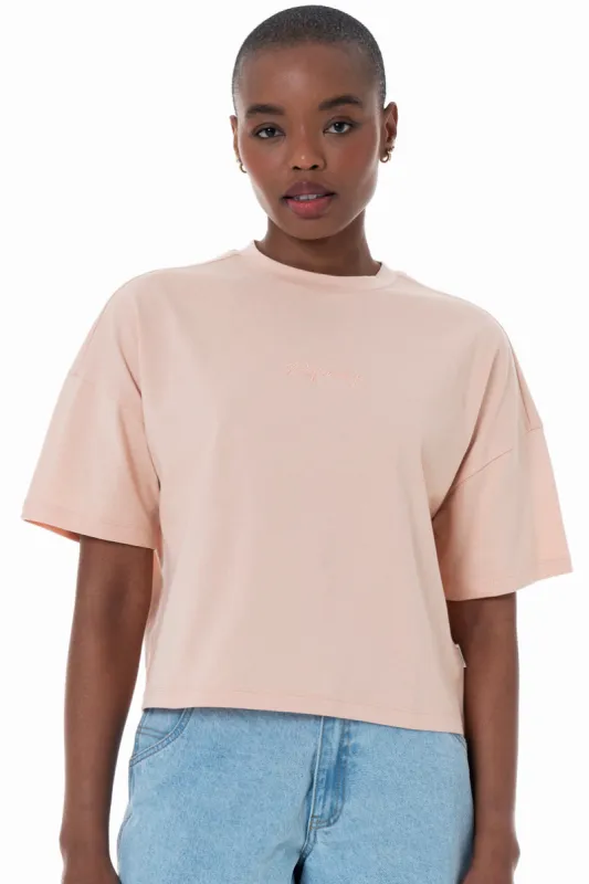 Boxy Branded T-Shirt _ 152282 _ Stone sold by Refinery