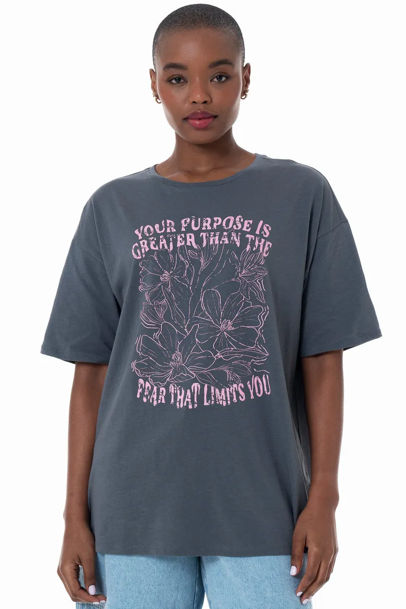 Oversize Statement T-Shirt _ 152280 _ Grey sold by Refinery