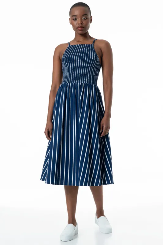 Fit And Flare Striped Dress _ 152892 _ Blue sold by Refinery
