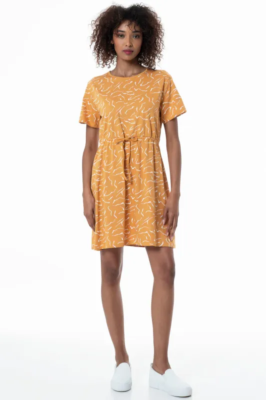 Drawstring T-Shirt Dress _ 153684 _ Yellow sold by Refinery