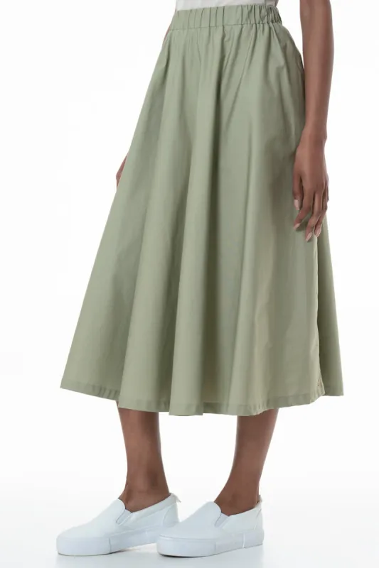 Poplin Skirt _ 153841 _ Sage sold by Refinery