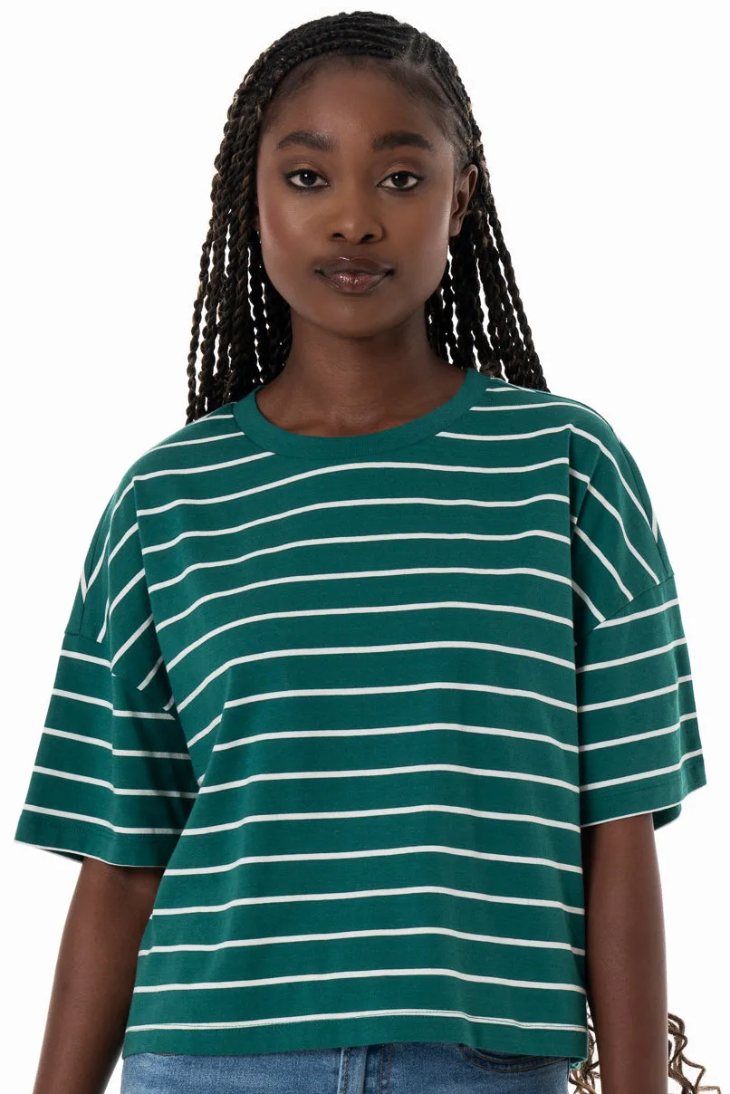 Stripe Boxy T-Shirt _ 152281 _ Green sold by Refinery