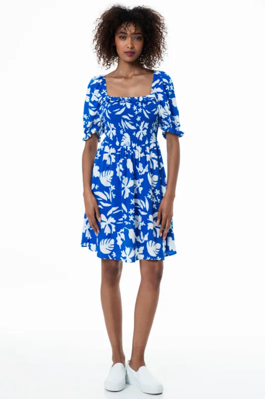 Puff Sleeve Dress _ 153761 _ Cobalt sold by Refinery
