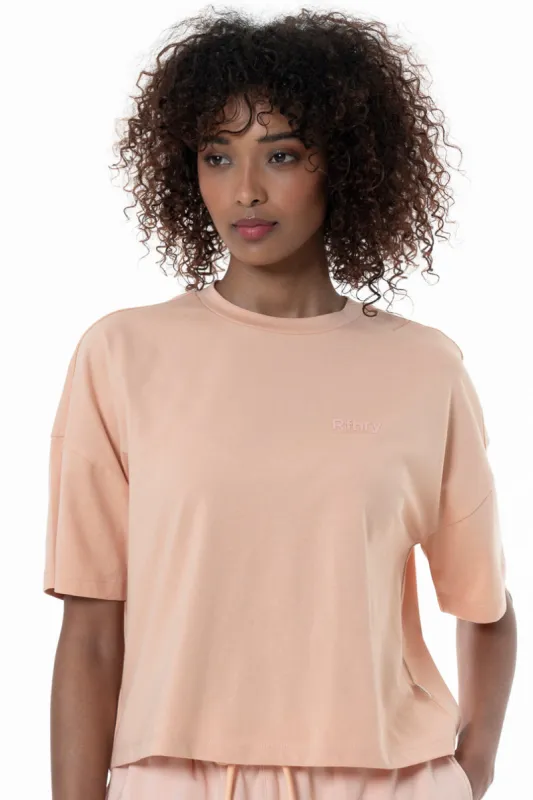 Boxy Branded T-Shirt _ 154354 _ Peach sold by Refinery