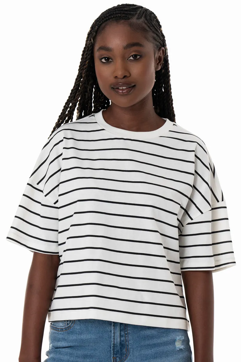 Stripe Boxy T-Shirt _ 154367 _ Milk sold by Refinery