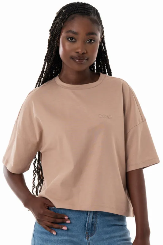 Boxy T-Shirt _ 154361 _ Taupe sold by Refinery