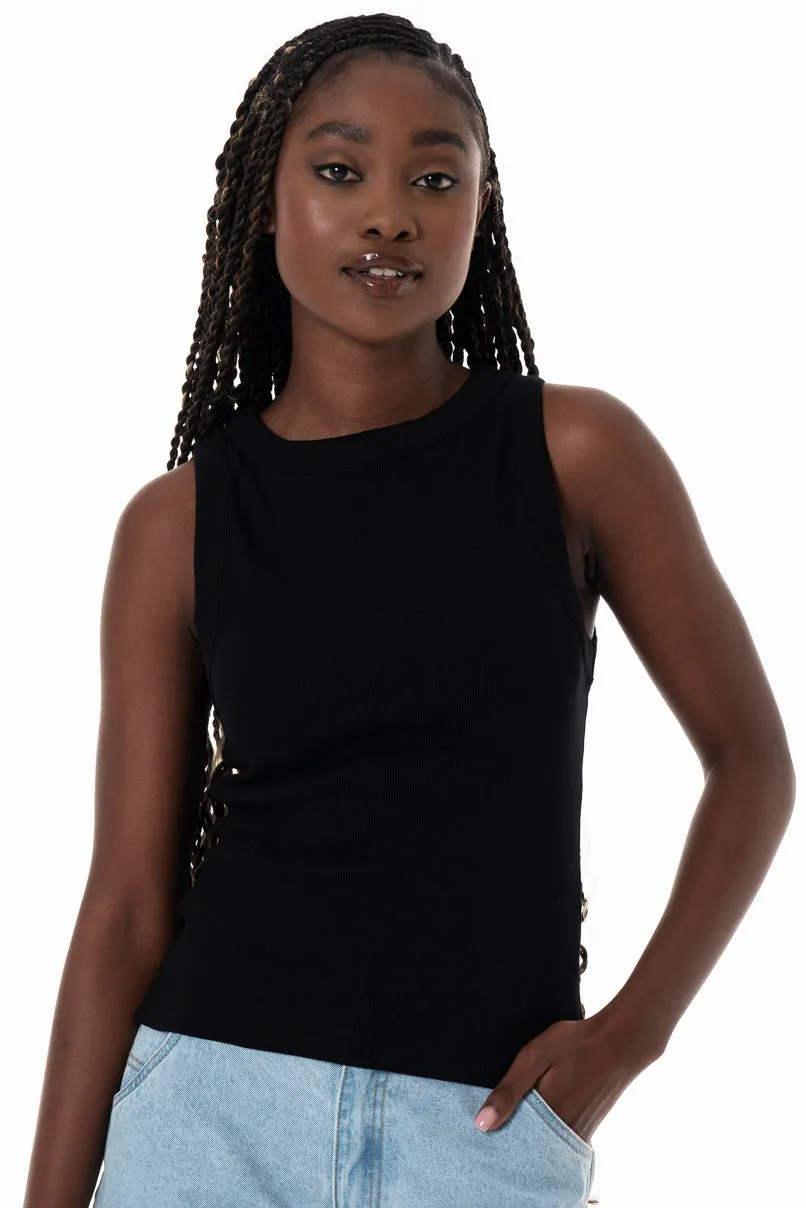 Ribbed Tank Top _ 153836 _ Black sold by Refinery