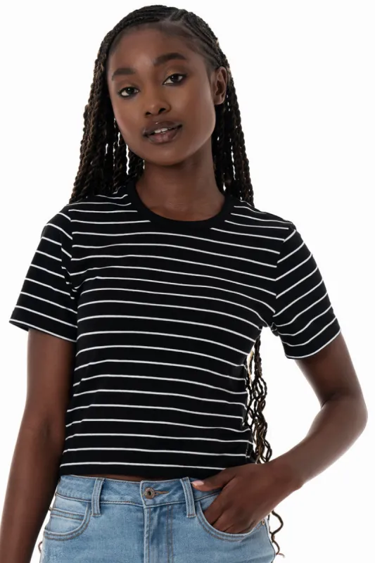 Striped Fitted T-Shirt _ 153811 _ Black sold by Refinery