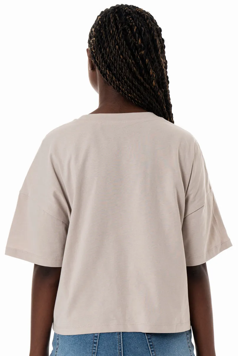 Boxy Statement T-Shirt _ 154352 _ Stone sold by Refinery product image thumbnail 3