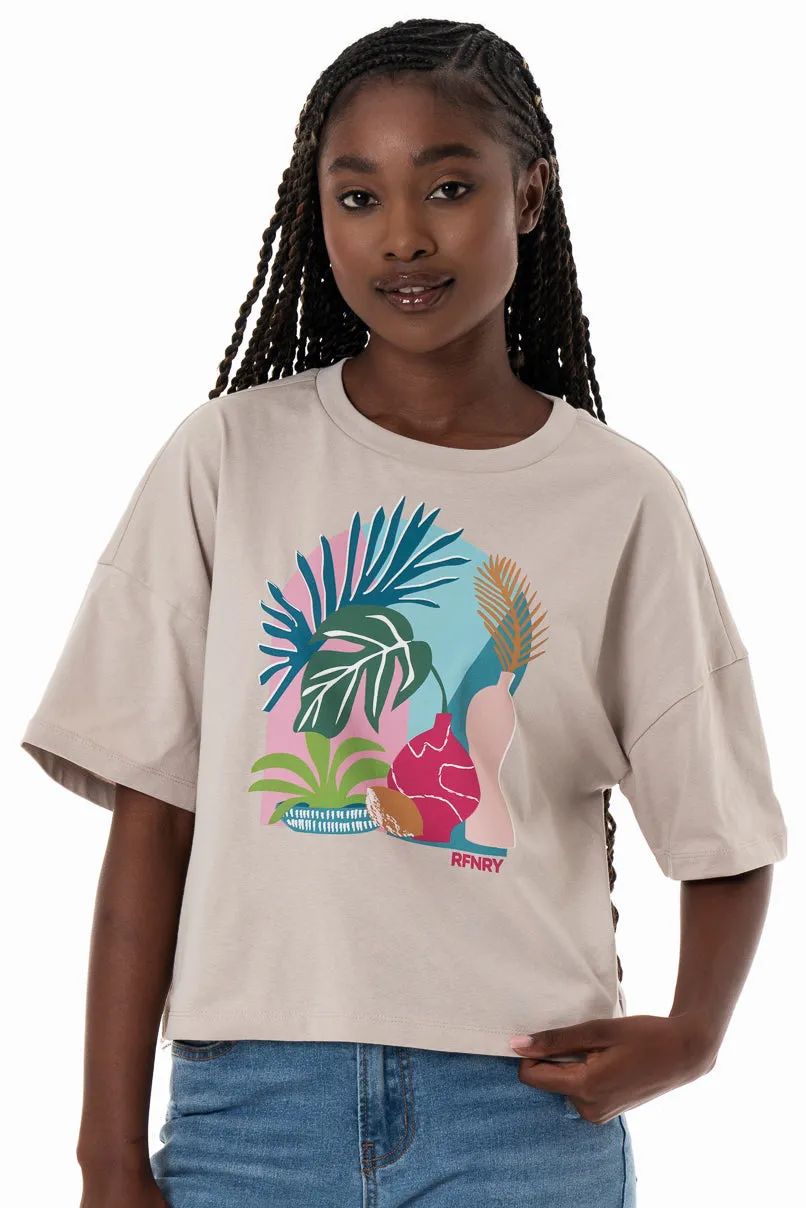 Boxy Statement T-Shirt _ 154352 _ Stone sold by Refinery