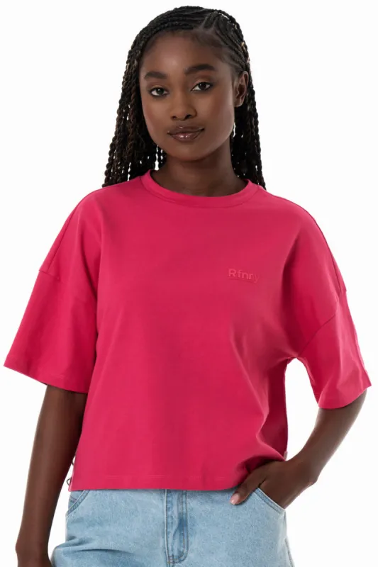 Boxy T-Shirt _ 154357 _ Pink sold by Refinery
