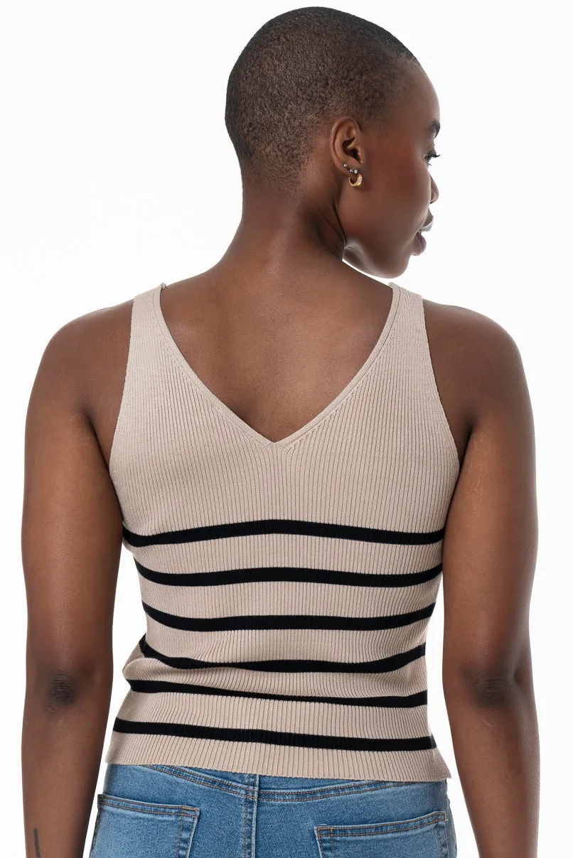 Knit Tank Top _ 158887 _ Beige sold by Refinery product image thumbnail 2