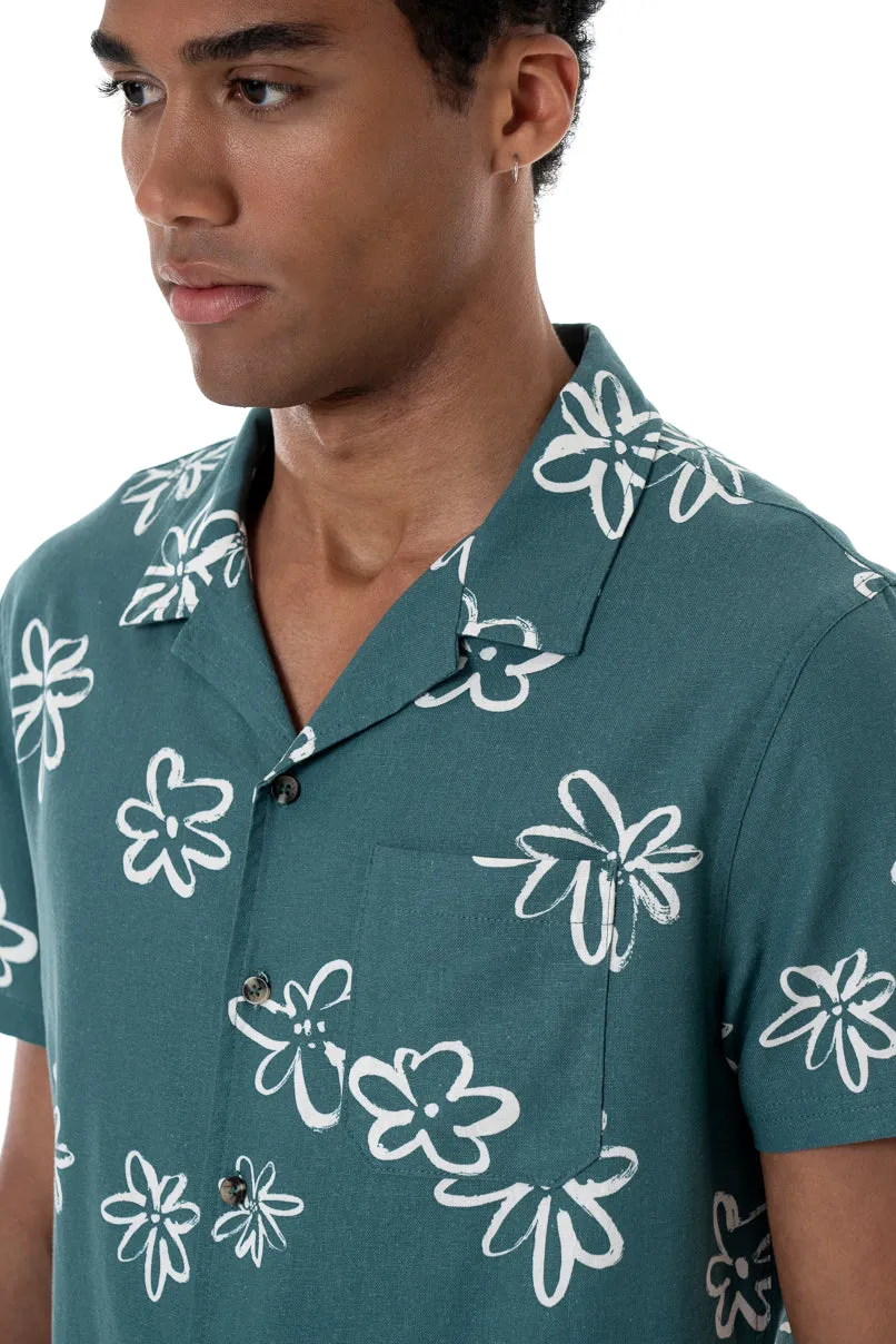 Floral Print Shirt _ 154513 _ Green sold by Refinery product image thumbnail 5