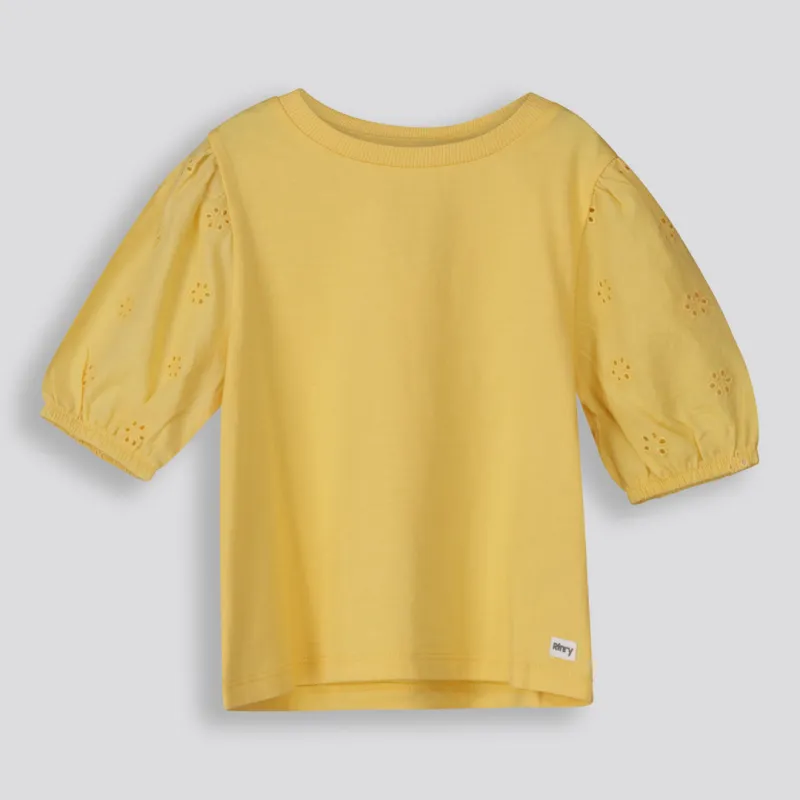 Girls Puff Sleeve Tee Yellow sold by Refinery