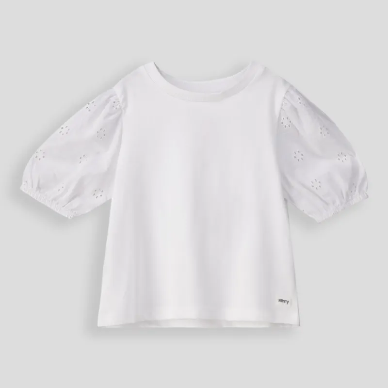 Girls Puff Sleeve Tee _ 155108 _ Optic White sold by Refinery